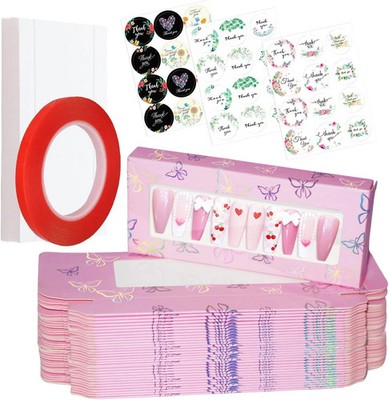 74PCS Empty Press on Nails Packaging Box Set Includes 35PCS Empty Nail Package B