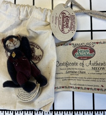 COTTAGE COLLECTIBLES Miniatures by Ganz MEOW the CAT in Pouch with COA CC7001