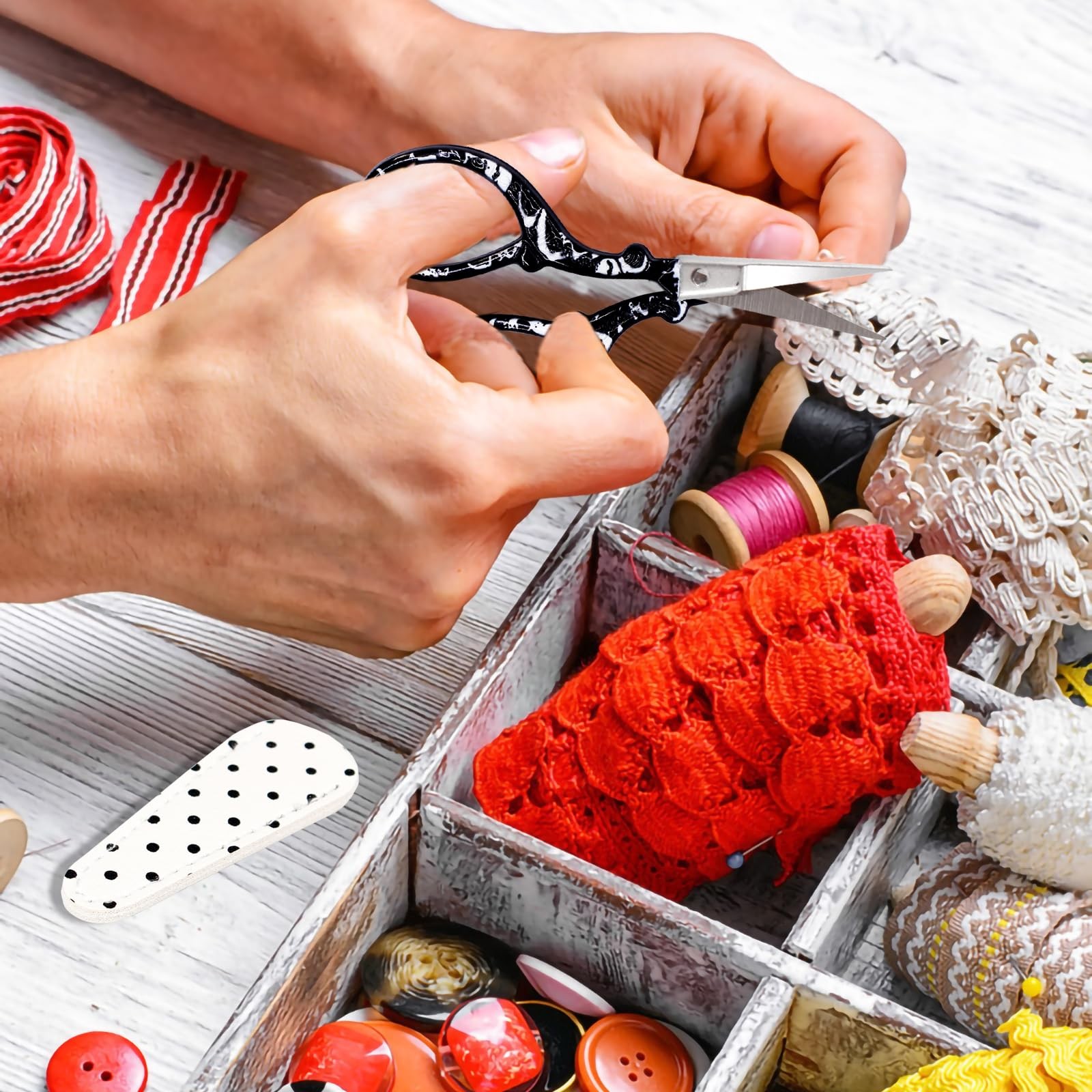 4Pairs 3.6inch Embroidery Scissors with Leather Cover Stainless Steel Sharp S...