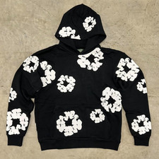 NEW Black White Denim Tear Kapok Full Print Foam Sweatshirt Hoodie S-M-L-XL