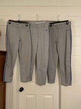 Lot Of 3 Nike Boys Baseball Pants Youth XL Grey Royal Blue Piping Full Length