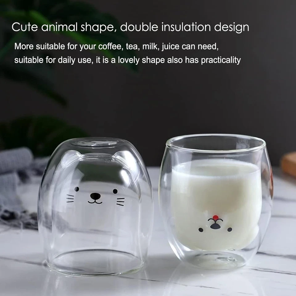 Taza para perros lindas tazas de vidrio de doble pared aislante taza de café espresso, taza de café, T Foto 3 de 4