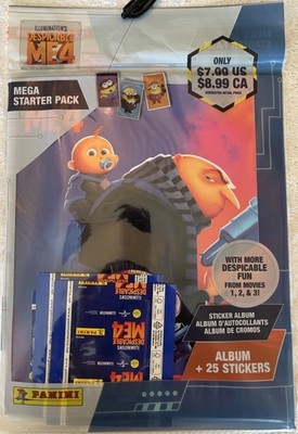 4 Packs Panini Despicable Me 4 Mega Starter Sticker Pack & Album 100 Stickers