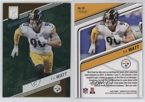 2023 Panini Donruss Elite Status 74/90 TJ Watt #91 13hf - Picture 3 of 3