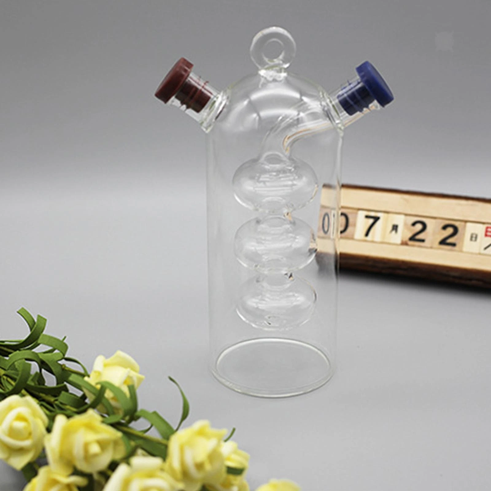 Two Spout Cruet Bottle 2 in 1 Container Cylindrical Sturdy Decorative Gift