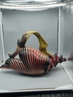 Large VTG Hull Pottery Planter Ebb Tide Conch Shell Koi Fish Gold Handled Basket