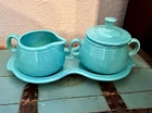 Fiesta Creamer & Sugar Bowl Set with Under Tray,  Turquoise
