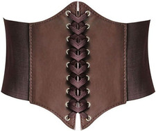 Lace-up Waspie Corset Belts for Women Elastic Waist Belt Tied Retro Wide Belt