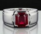 Ruby Natural Gemstone Ring For Men's With 925 Sterling Silver Octagon Shape