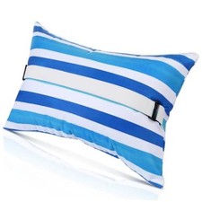 Almohada de Playa Inflable con Funda Extraíble, Silla de Playa 24"x15" 1 Azul Blanco