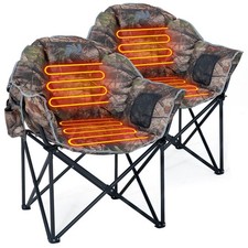 Oversized Heated Camping Chair, Patio Lounge Chairs with 3 Heat Levels, Portable