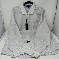 XL Tommy Hilfiger Mens Regular fit Dress Shirt XL 18 in 34-35 White Check Long S