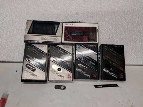 Lot Vintage Vtg Sony Walkman Wm-f10 Wm-f100 Wm-10rv Total 6 Units Untested.