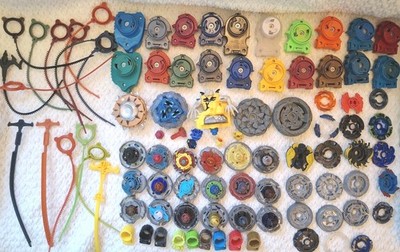 Lot Over 70 Beyblade Hasbro Takara Metal Plastic Ripcords Launchers Parts Pieces