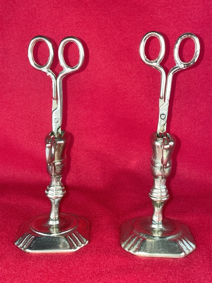 Lot de 2 éteignoirs bougie ancien + supports bronze XIXe, chandelles - Photo 4/4