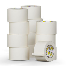 12 Pack Masking Tape 3 Inch Wide Bulk, Beige, General Purpose White