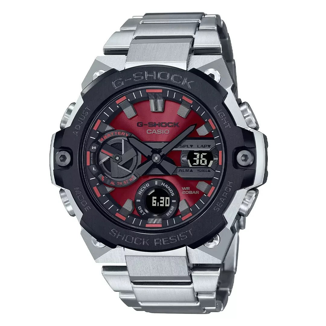 （61）【最終価格、極美品】 G-SHOCK GST-B400AD レッド Casio G Shock GST-B400AD-1A4 G Steel Black Red Solar Bluetooth