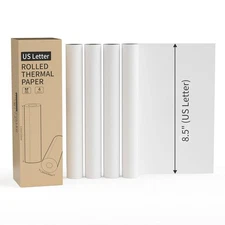 4 Rolls 8.5x11 US Letter Thermal Paper, Portable Printer, Multipurpose, BPA