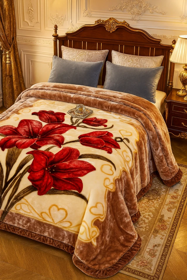 Korean Mink Fleece Organic King Blanket, 2 Ply Reversible Silky Soft Plush Warm - Image 2 of 4