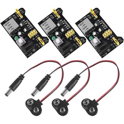 3 Sets 3,3V 5V MB102 Lötfreies Breadboard Netzteil Modul mit 9V Batterie Cl