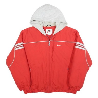 NIKE Damen Jacke rot L Polyester Reißverschluss Kapuze uni Sport Freizeit Fitness