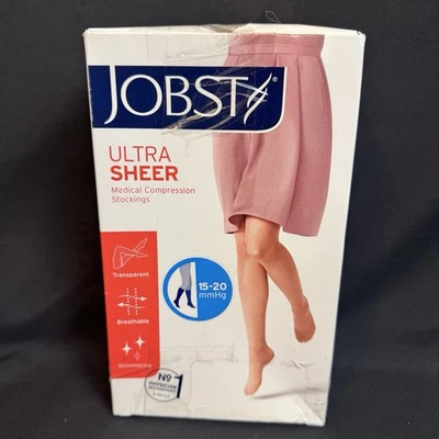 2 Pair JOBST Ultra Sheer MEDICAL COMPRESSION SOCKS, LG, Natural, 15-20 mmhg, NEW - Image 1 of 4