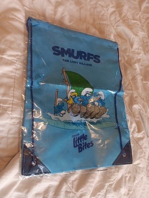 Smurfs The Lost Village Entenmann s Little Bites Promotional Drawstring Bag NEW