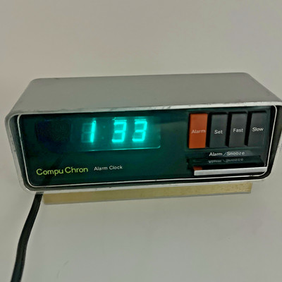Compu Chron 5920 Digital LED Space Age Green Display Alarm Clock -Rare/ Vintage