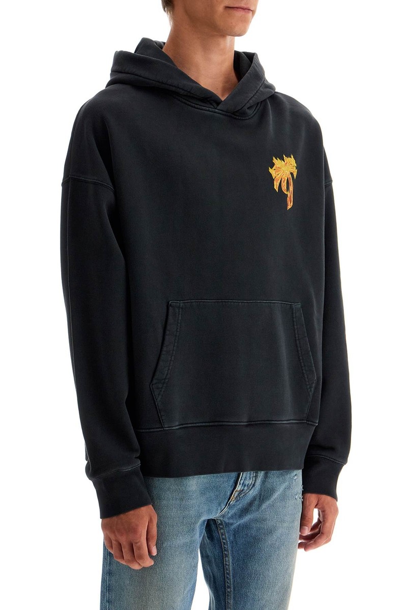 パーカー・フーディ Palm Angels BURNING PALM HOODIE (PMBB058F24FLE005 1076) Oversized Burning Palm hoodie PALM ANGELS Men Tg. XL