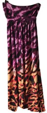 Steve Madden women maxi dress strapless animal orange black empire waist size M