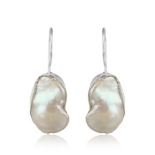 unshaped fresh water pearl gemstone sterling silver dangle earrings jewelry