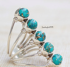 Blue Copper Turquoise Ring 925 Sterling Silver Ring Handmade All Size ae68