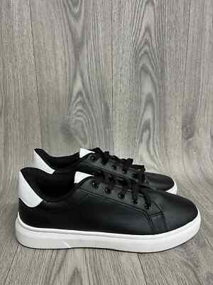 NEU STOFF HERREN DAMEN KUNSTLEDER SCHWARZ/WEISS SPORTSCHUHE SPORTSCHUHE UK 6 7 8