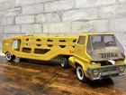 Vintage Tonka Yellow Semi with Car Carrier Trailer Pressed Steel