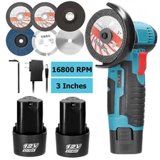 Cordless Brushless Angle Grinder Grinder 16800RPM 12V Mini Cut Off Power Tool US