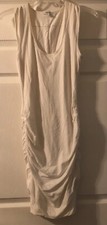 James Perse Dress Off White Tee Dress Sleeveless Ruched Sides Tank Dress sz 0 XS