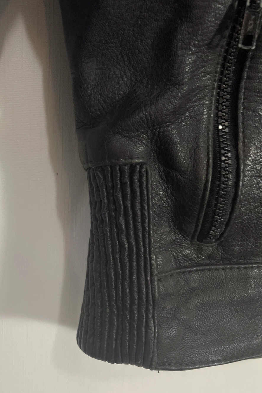 AGV Sport Mens 38 Black Leather Motorcycle Jacket Padded armored Vented Lined  image 3