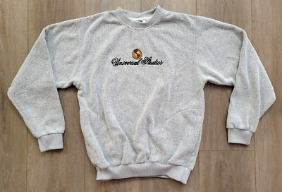 Universal Studios Vintage Sweatshirt W/ Pockets Size Large Gray Embroidered Y2K