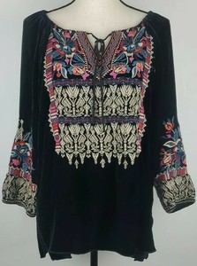 johnny was claude velvet peasant blouse