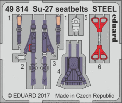 eduard 49814	x 1/48 Aircraft- Seatbelts Su27 Steel for Hobby Boss (Painted)