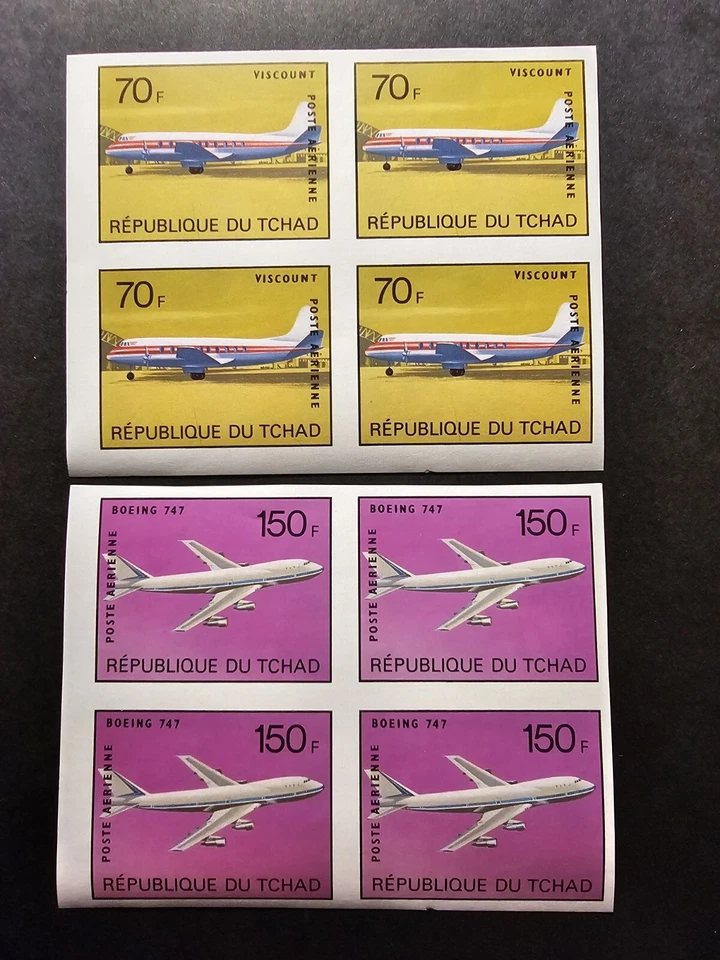Bloque de correo aéreo sin abollarduras serie Chad de 4 Nº 145L/145Q Nuevo ** Lujo MNH Foto 3 de 4