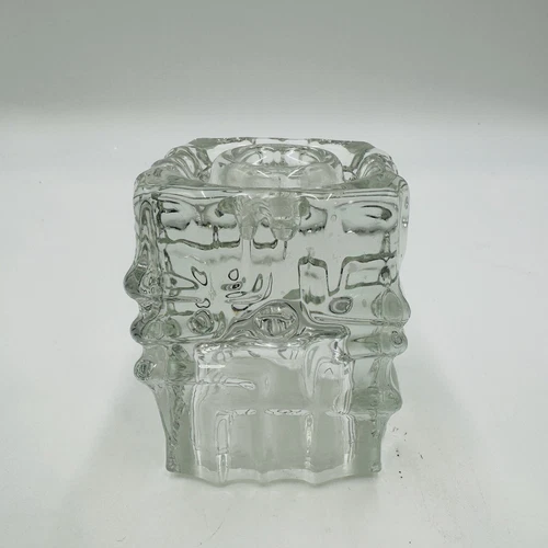 VTG Sklo Union Rosice Glass Candle Holder Vladisla Urban Czech Melting Ice MCM