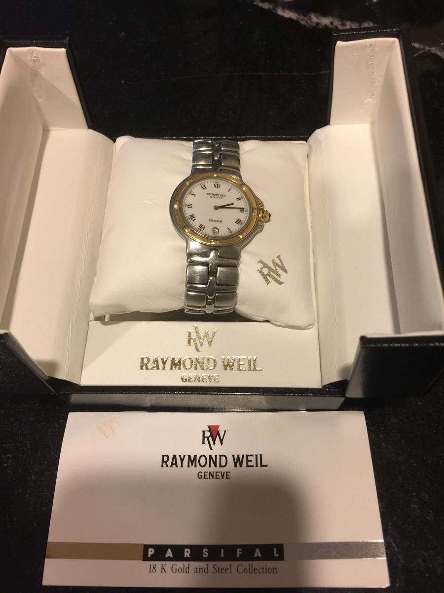Raymond Weil White Dial18k Gold Bezel Stainless Steel Watch 9188