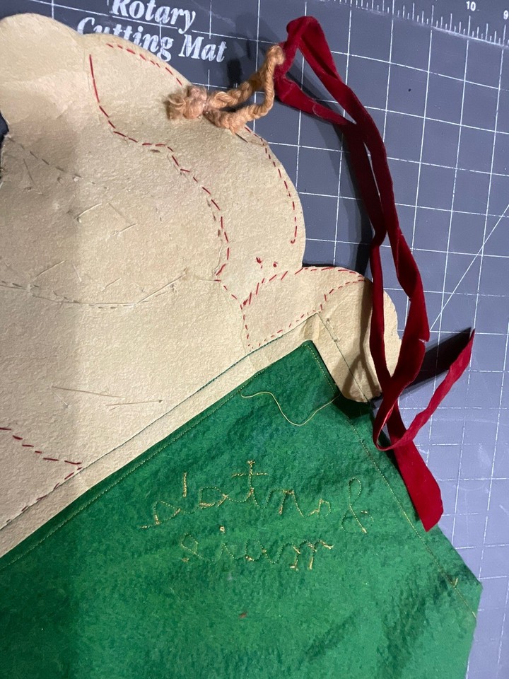 VTG SANTA'S MAIL BAG Card Holder Christmas Felt Sequins Wall Hanging