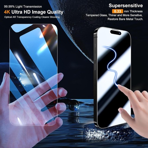 3-Pack HD Tempered Glass Screen Protector for iPhone 15 / iPhone 15 Pro - 第 8/12 張圖片