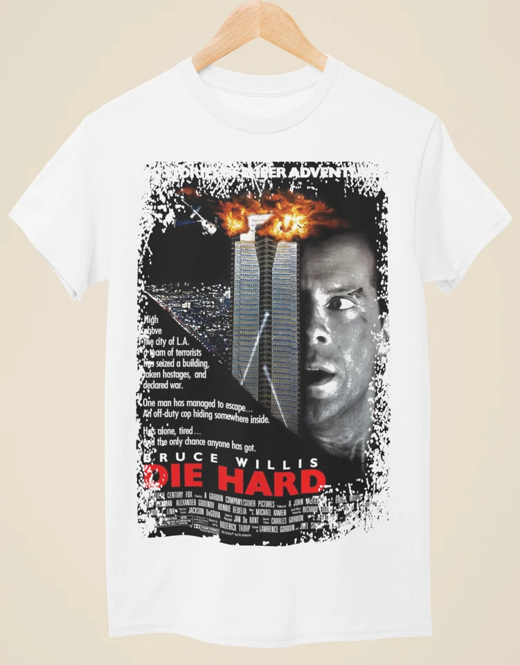 URBAN FOXX Die Hard - T-shirt bianca ispirata al poster film unisex