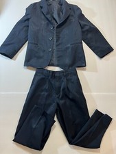 Unbranded Boys Navy Blue Striped Single Breasted Blazer  Pant Outfit/Set Size 7