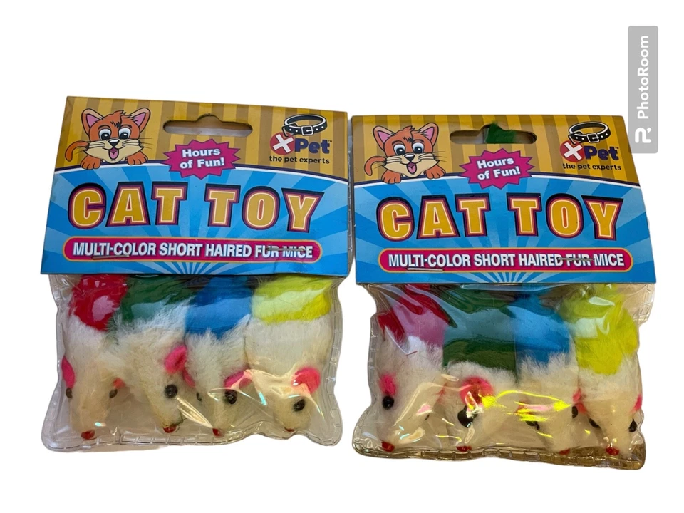 X's 2 Vo-Toys Xpet Lots of Short Haired Fur Feather Mice Cat Toy Lightweight NEW