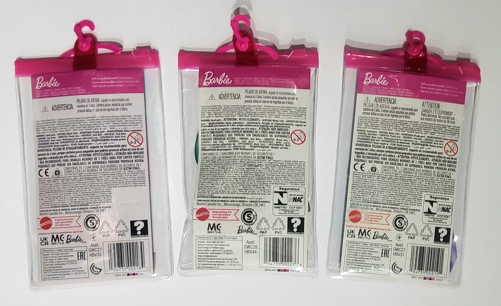 BARBIE Doll Clothing & Accessories Fashion Packs By Mattel - Set of 3