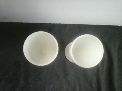 2 VINTAGE MIDCENTURY WESTMORELAND ENGLISH MILK GLASS GOBLETS DIAMOND HOBNOB - Picture 2 of 4